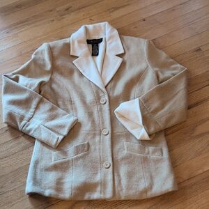 Dialogue Beige and White Women's Blazer
